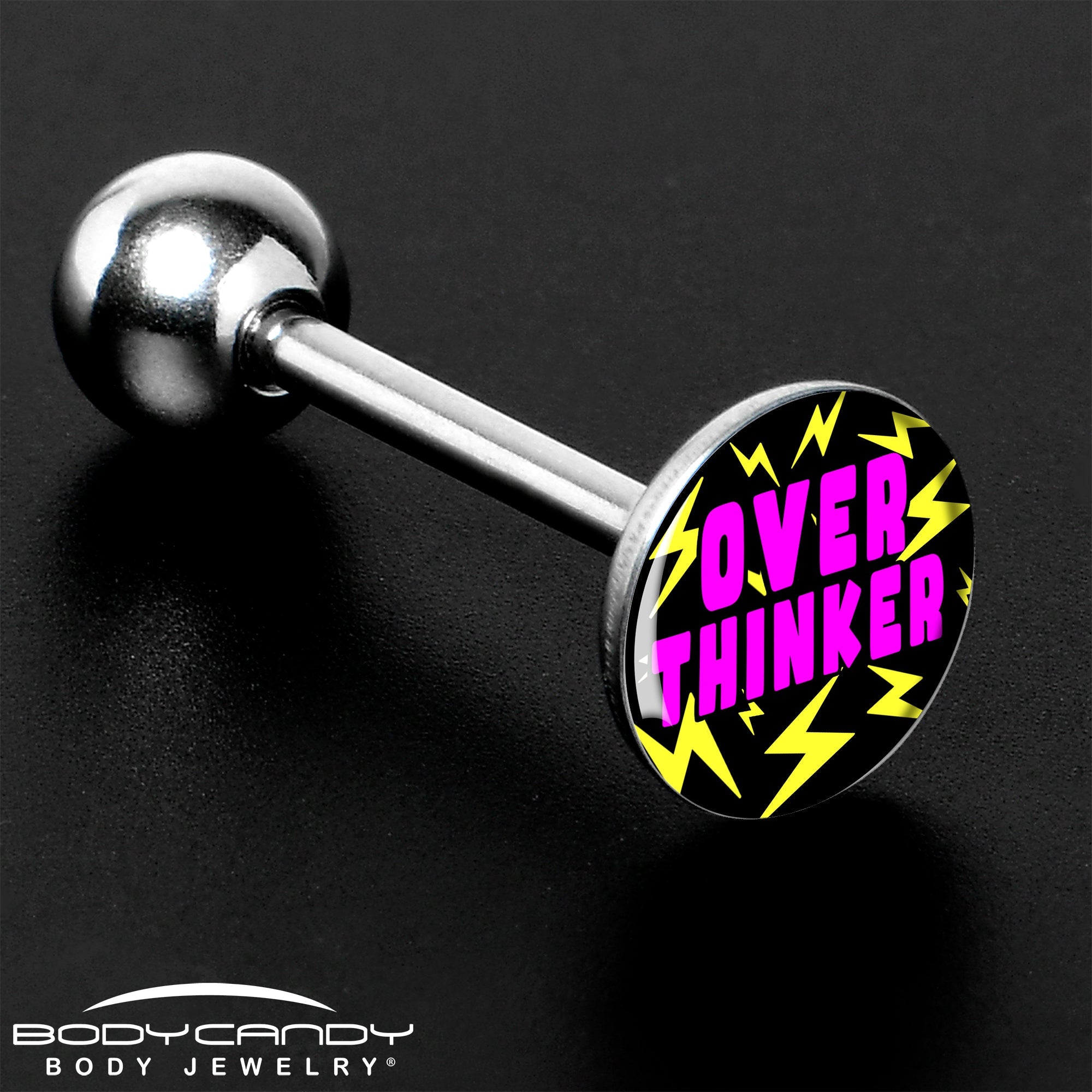 BodyCandy Over Thinker Impact Barbell Tongue Ring by Onyx O — size reference
