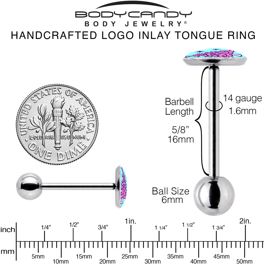 BodyCandy Pastel Christmas Tree Barbell Tongue Ring by Onyx O — back view