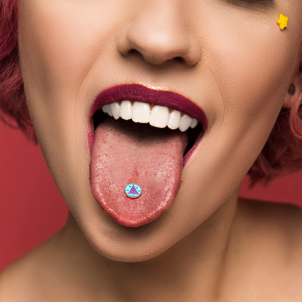 BodyCandy Pastel Christmas Tree Barbell Tongue Ring by Onyx O — alternative angle