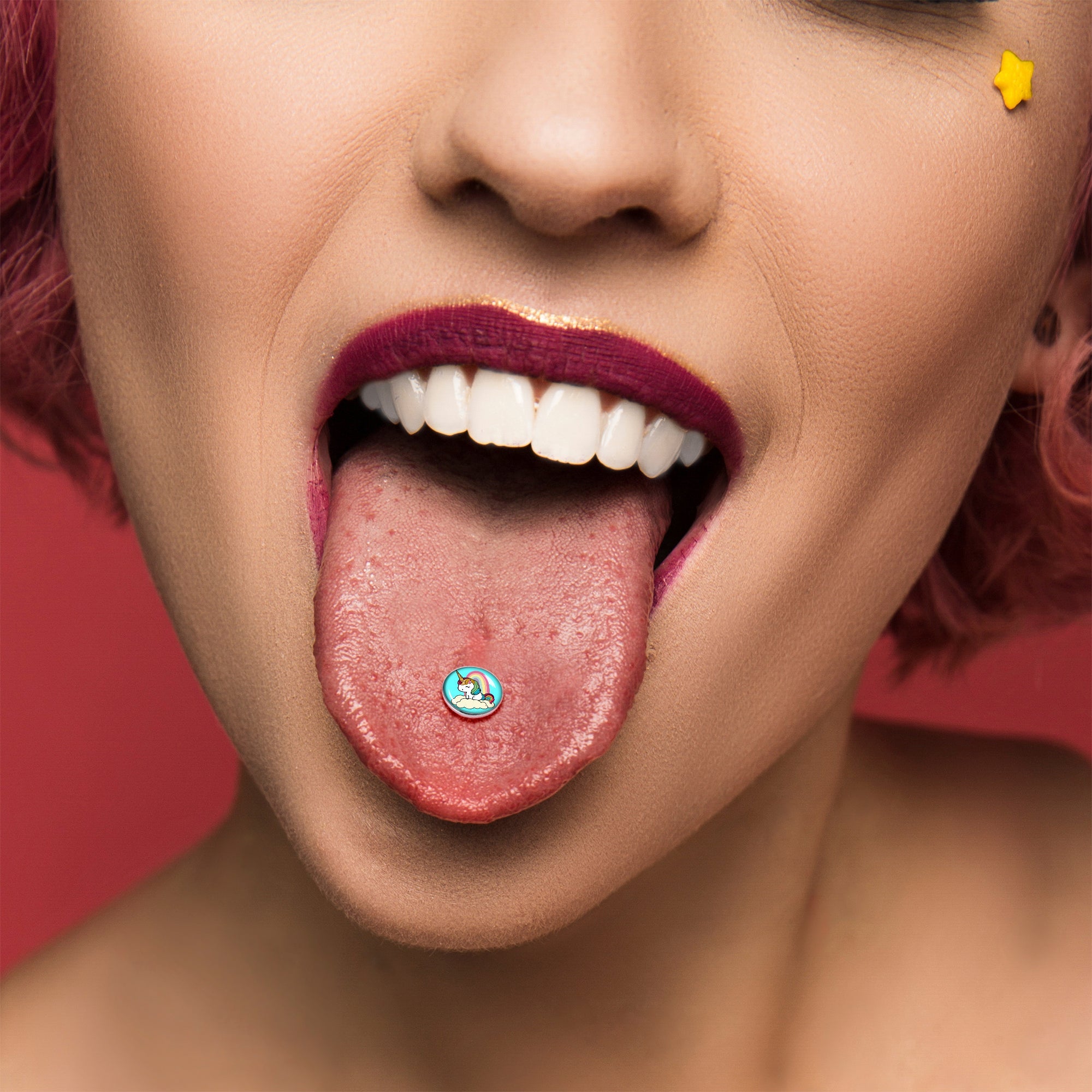 BodyCandy Rainbow Unicorn Barbell Tongue Ring by Onyx O — alternative angle