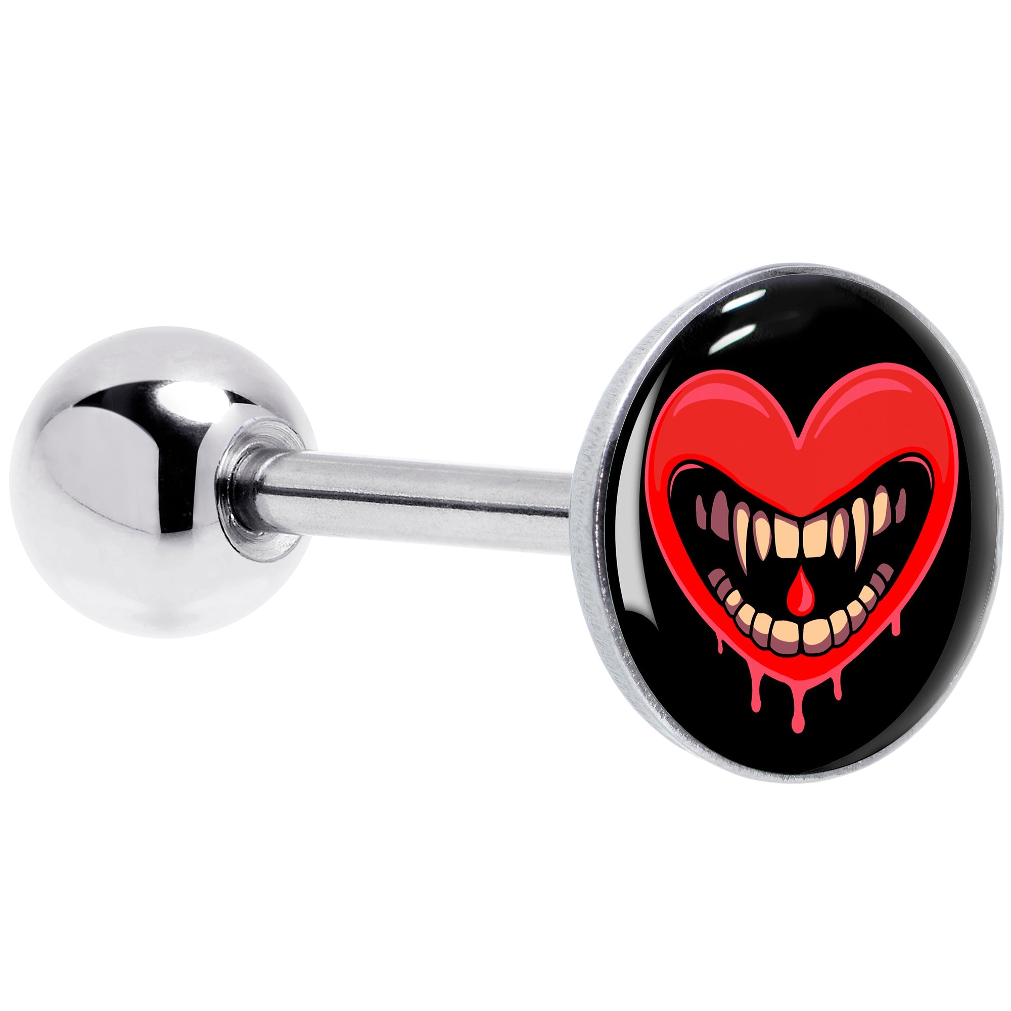 BodyCandy Valentine Heart Vampire Barbell Tongue Ring — main product shot