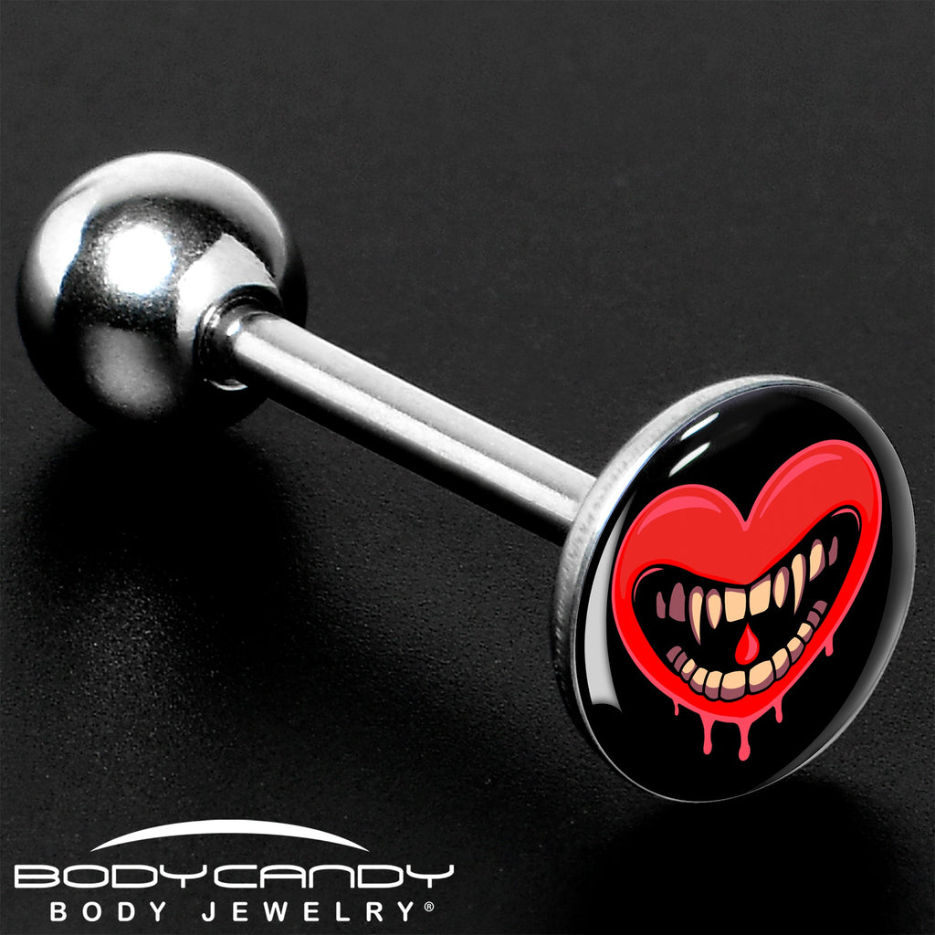 BodyCandy Valentine Heart Vampire Barbell Tongue Ring — size reference