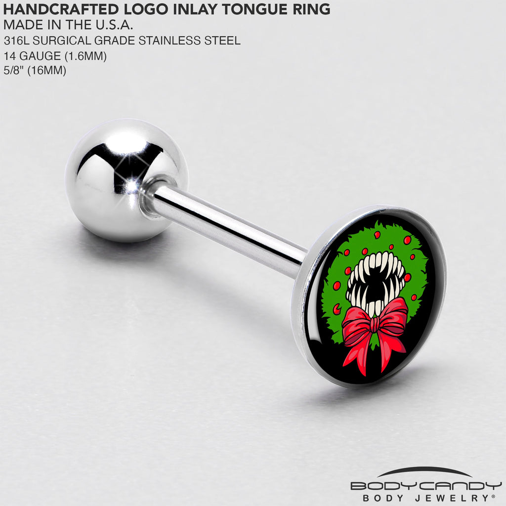 BodyCandy Holiday Vampire Wreath Barbell Tongue Ring by Onyx O — side view