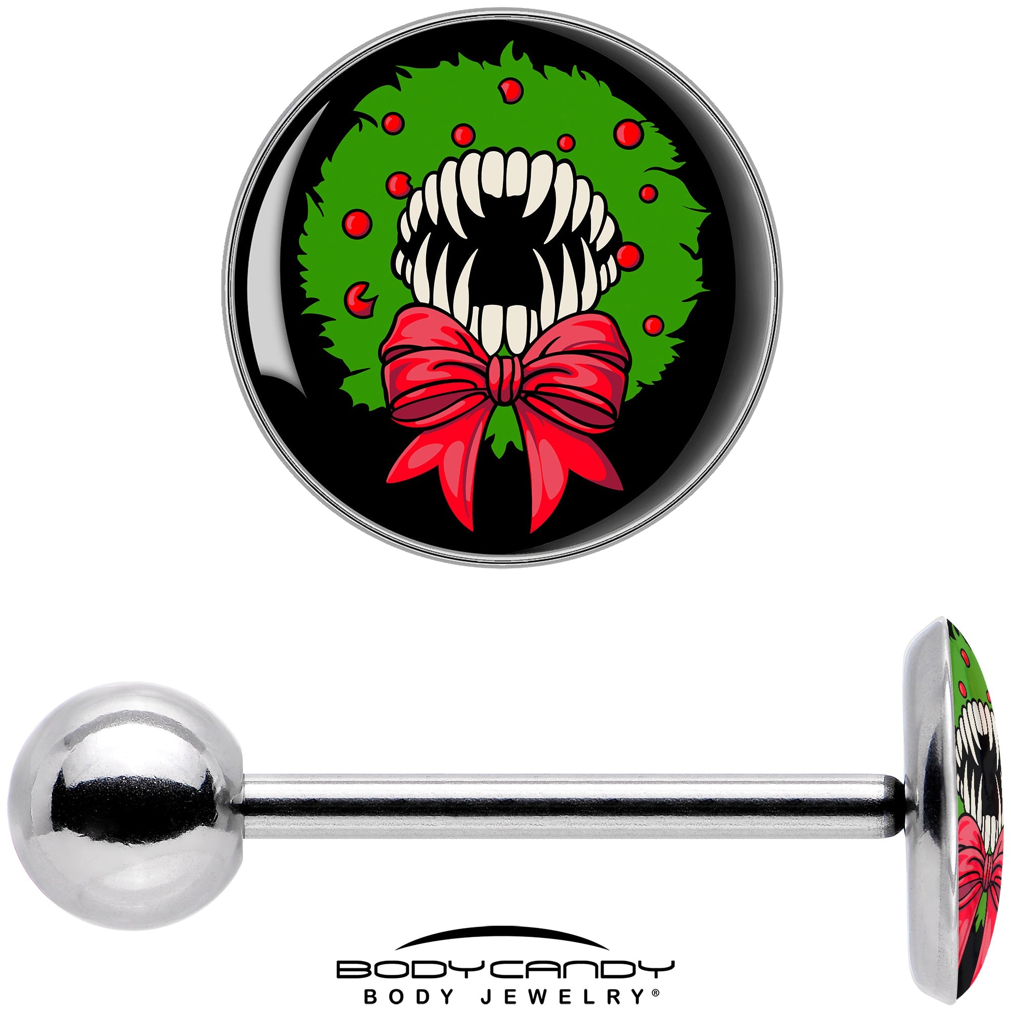 BodyCandy Holiday Vampire Wreath Barbell Tongue Ring by Onyx O — alternative angle