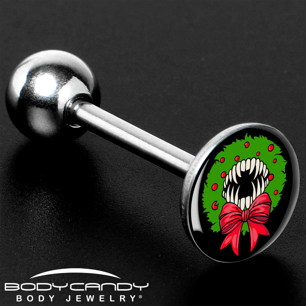 BodyCandy Holiday Vampire Wreath Barbell Tongue Ring by Onyx O — in-use photo