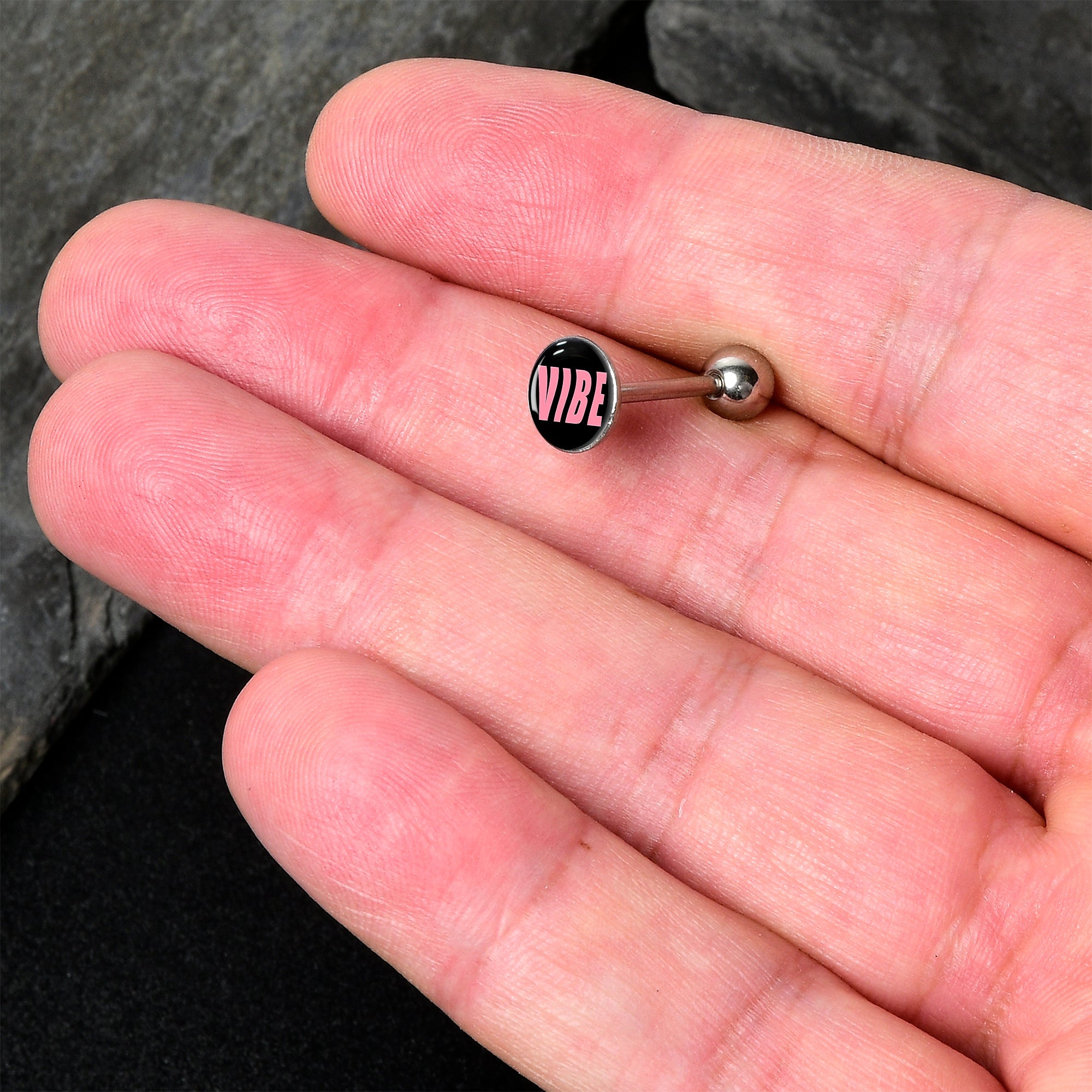 BodyCandy Vibe Barbell Tongue Ring by Onyx O — detail close-up