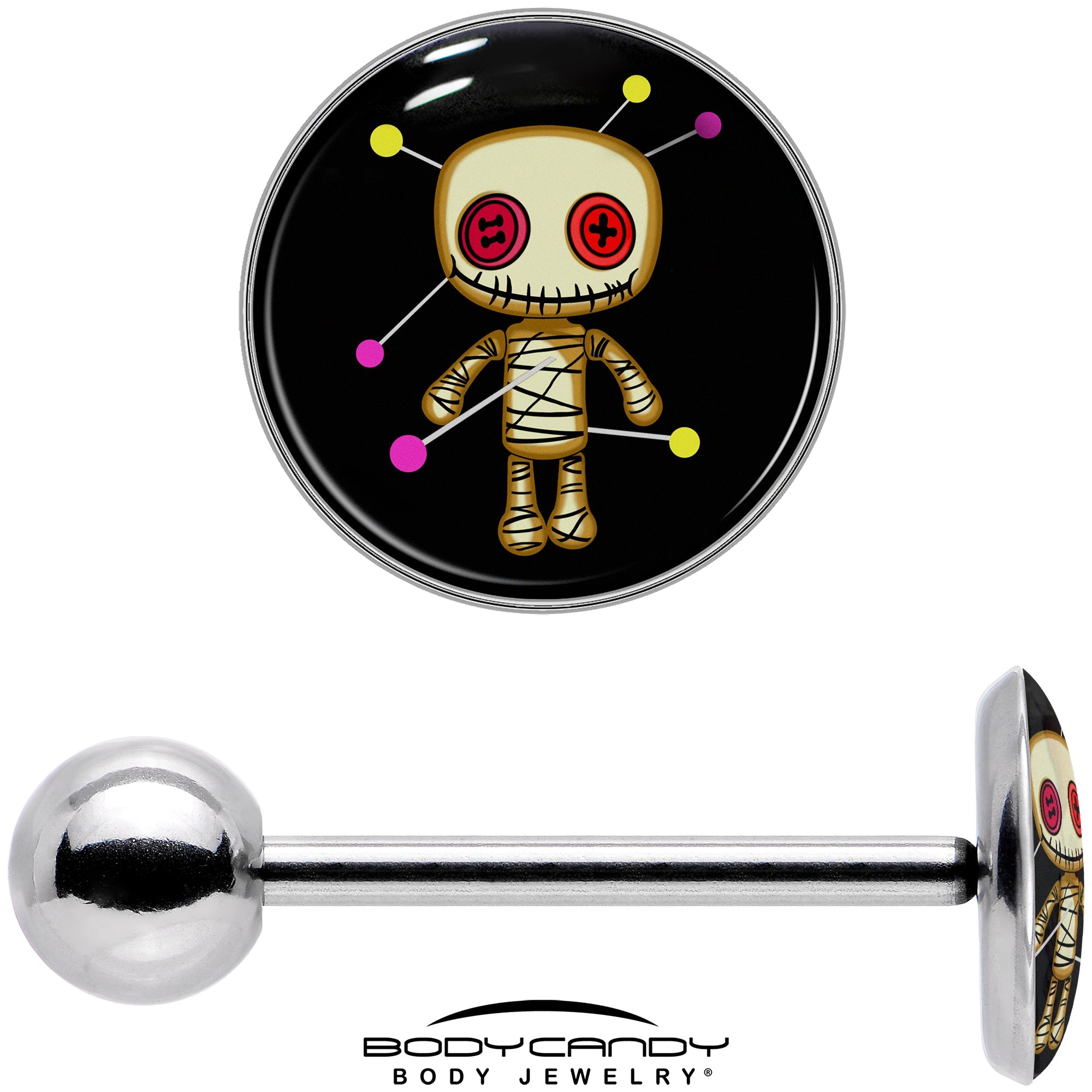 BodyCandy Voodoo Doll Barbell Tongue Ring by Onyx O — in-use photo