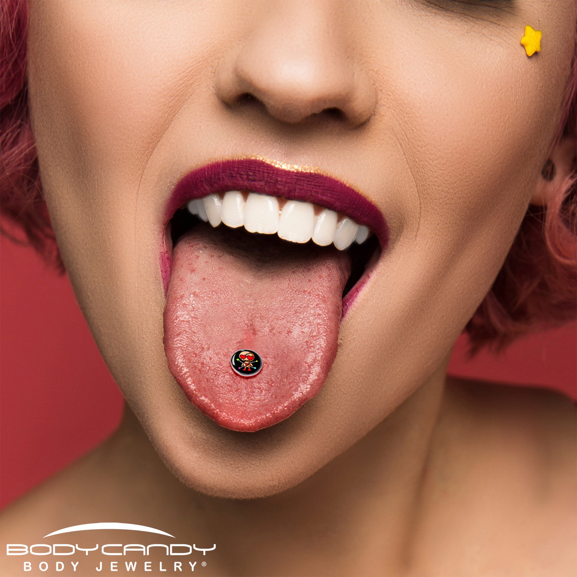 BodyCandy Valentine Heart Voodoo Doll Barbell Tongue Ring — alternative angle