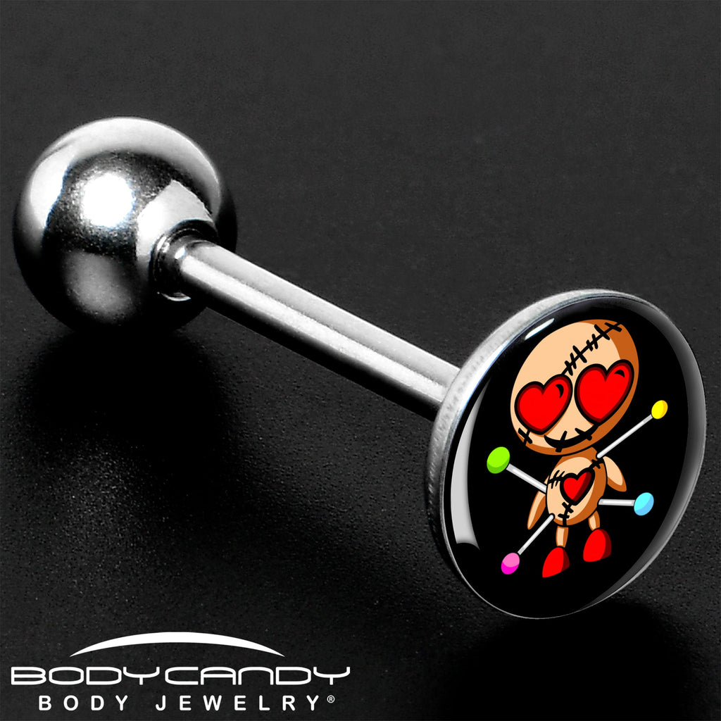BodyCandy Valentine Heart Voodoo Doll Barbell Tongue Ring — size reference
