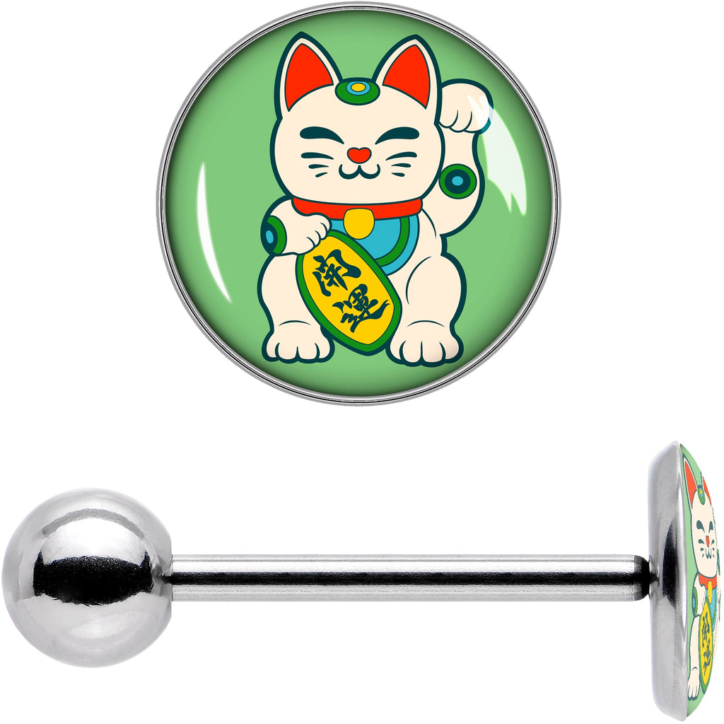 BodyCandy Waving Cat Barbell Tongue Ring by Onyx O — in-use photo