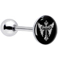BodyCandy Black White Winged Cross Barbell Tongue Ring by Onyx O — main product shot