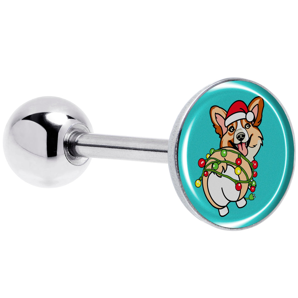 BodyCandy Christmas Holiday Lights Corgi Dog Barbell Tongue Ring by Onyx O — main product shot