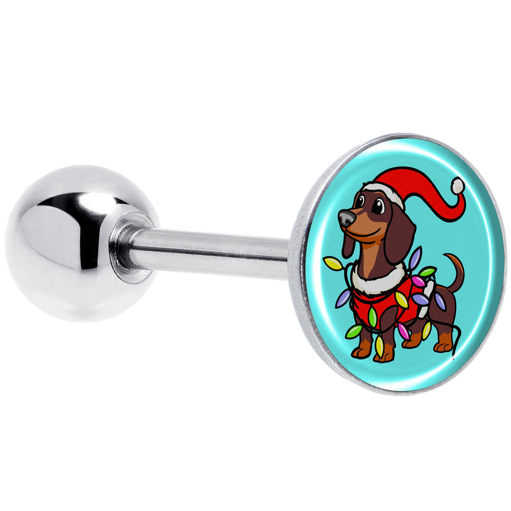 BodyCandy Christmas Holiday Weiner Dog Barbell Tongue Ring by Onyx O — main product shot