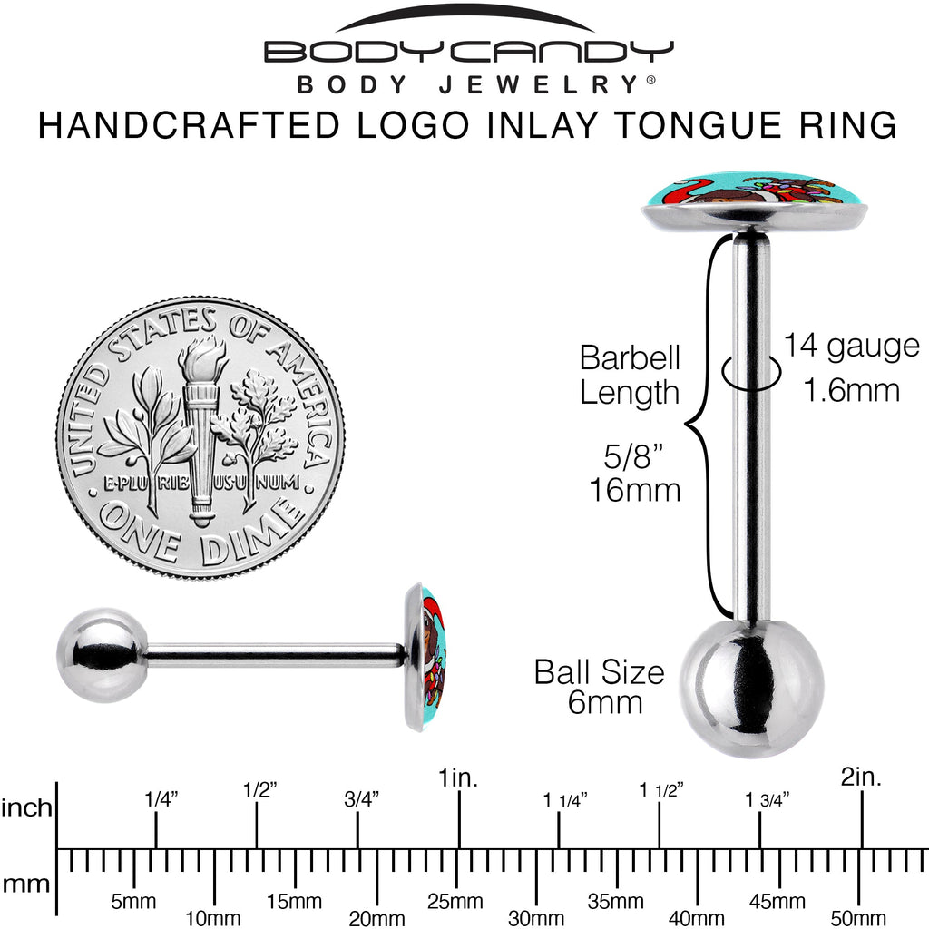 BodyCandy Christmas Holiday Weiner Dog Barbell Tongue Ring by Onyx O — back view