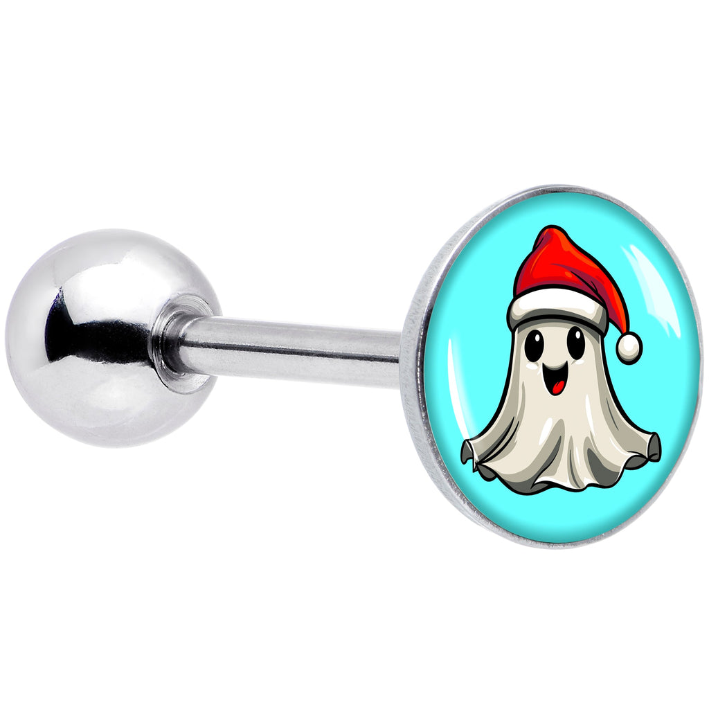 BodyCandy Holiday Christmas Spirit Ghost Barbell Tongue Ring by Onyx O — main product shot