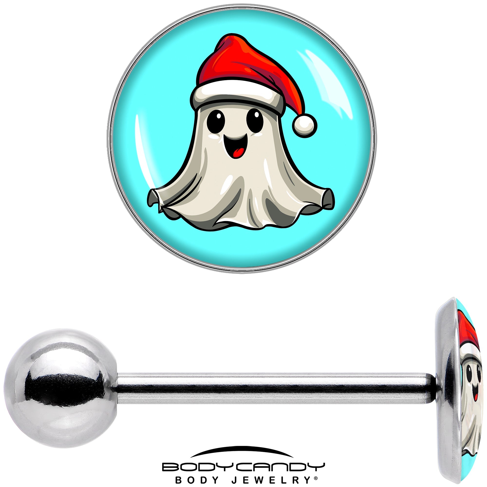 BodyCandy Holiday Christmas Spirit Ghost Barbell Tongue Ring by Onyx O — alternative angle