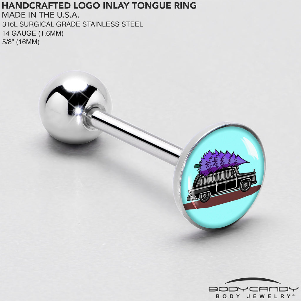 BodyCandy Holiday Christmas Hearse Barbell Tongue Ring by Onyx O — side view