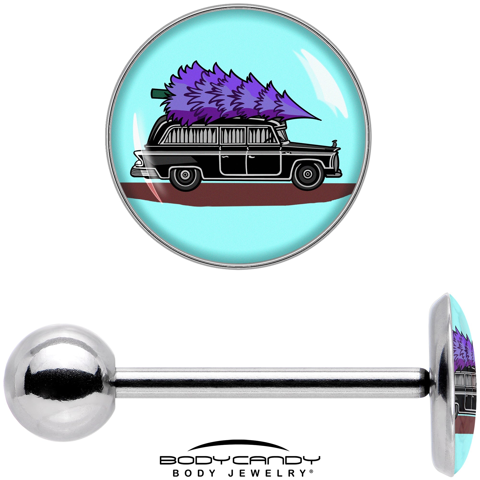 BodyCandy Holiday Christmas Hearse Barbell Tongue Ring by Onyx O — alternative angle