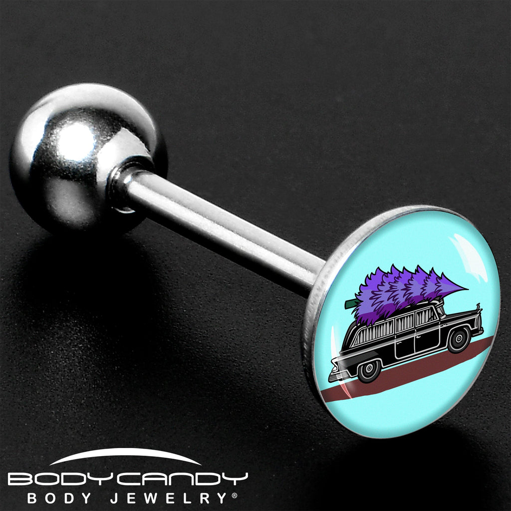 BodyCandy Holiday Christmas Hearse Barbell Tongue Ring by Onyx O — in-use photo