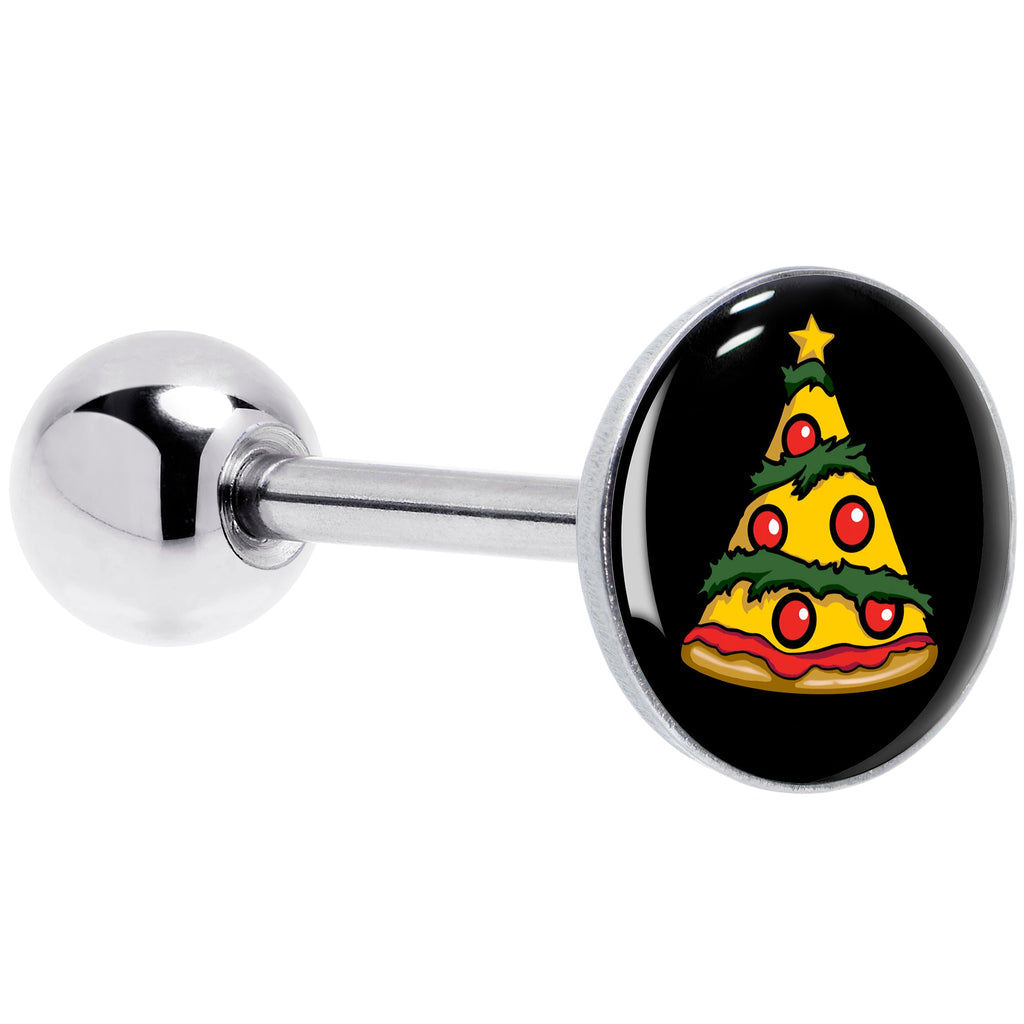 BodyCandy Christmas Holiday Pizza Tree Barbell Tongue Ring by Onyx O — main product shot