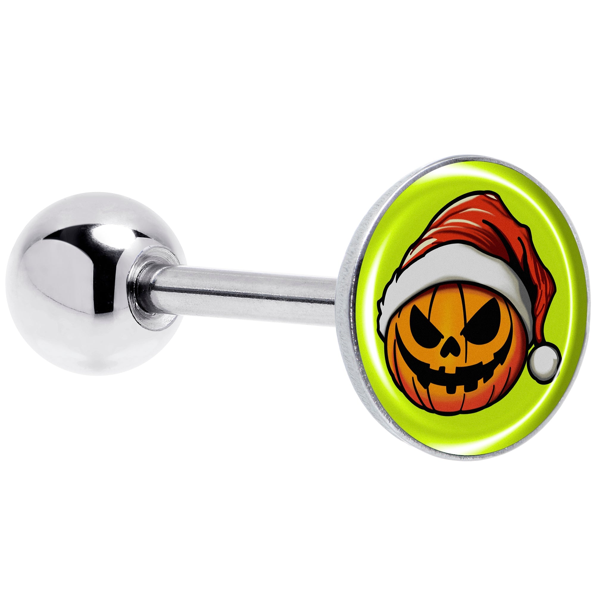 BodyCandy Christmas Holiday Santa Hat Pumpkin Barbell Tongue Ring by Onyx O — main product shot
