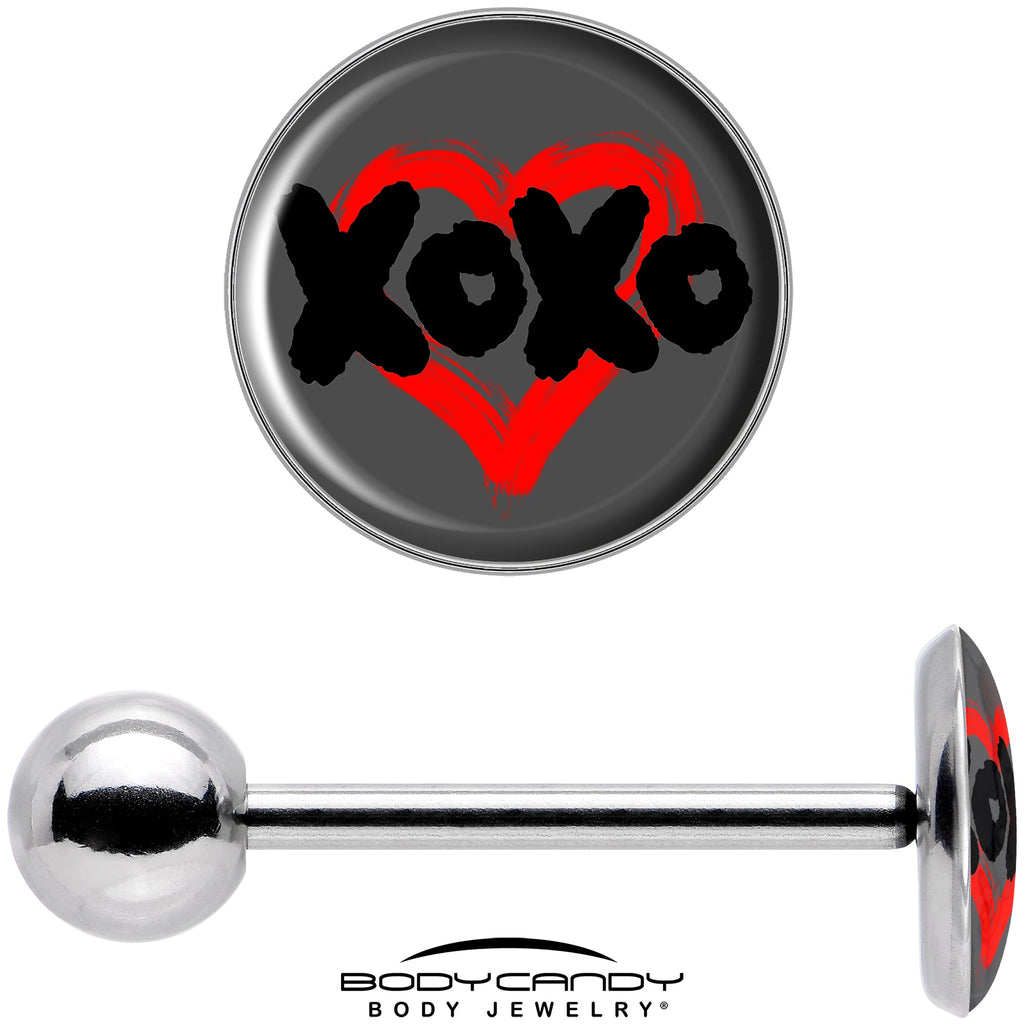 BodyCandy XOXO Heart Barbell Tongue Ring by Onyx O — in-use photo