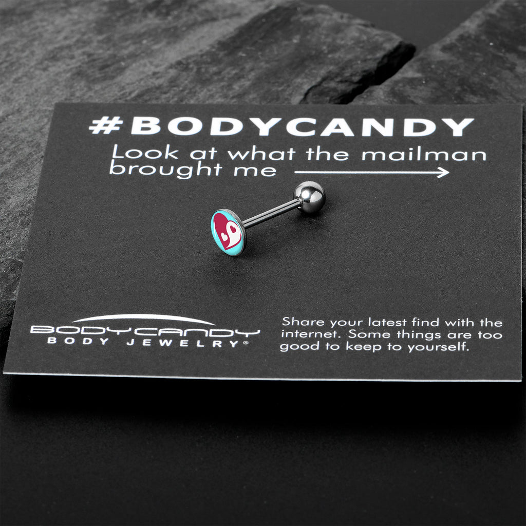 BodyCandy Love Yin Yang Heart Barbell Tongue Ring by Onyx O — in-use photo