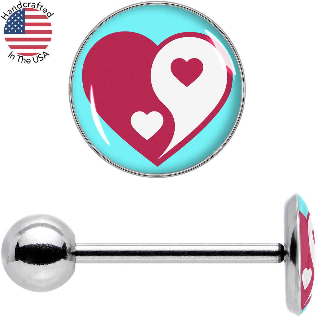 BodyCandy Love Yin Yang Heart Barbell Tongue Ring by Onyx O — size reference