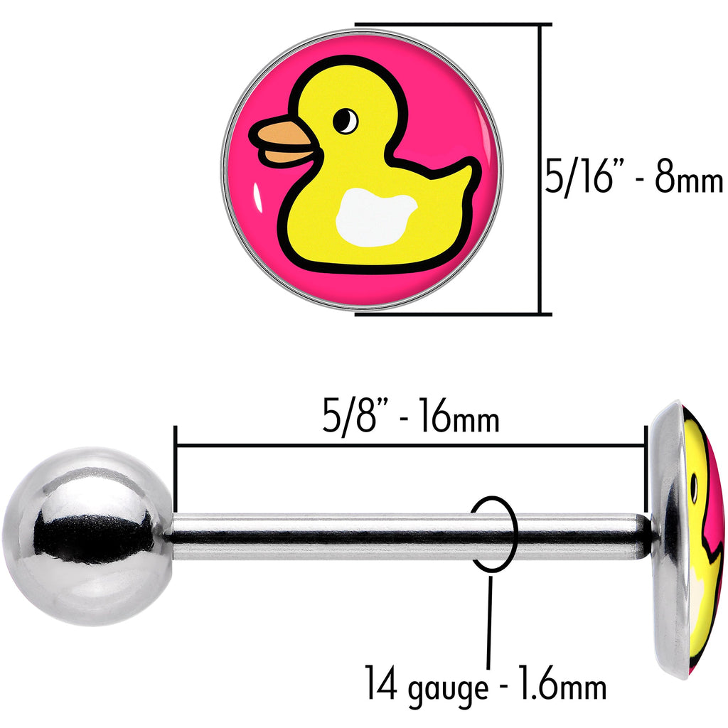 BodyCandy Yellow Ducky Barbell Tongue Ring by Onyx O — size reference