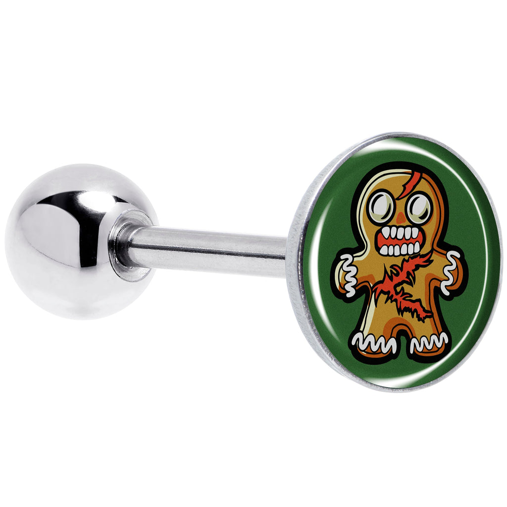 BodyCandy Christmas Holiday Zombie Gingergread Man Barbell Tongue Ring by Onyx O — main product shot