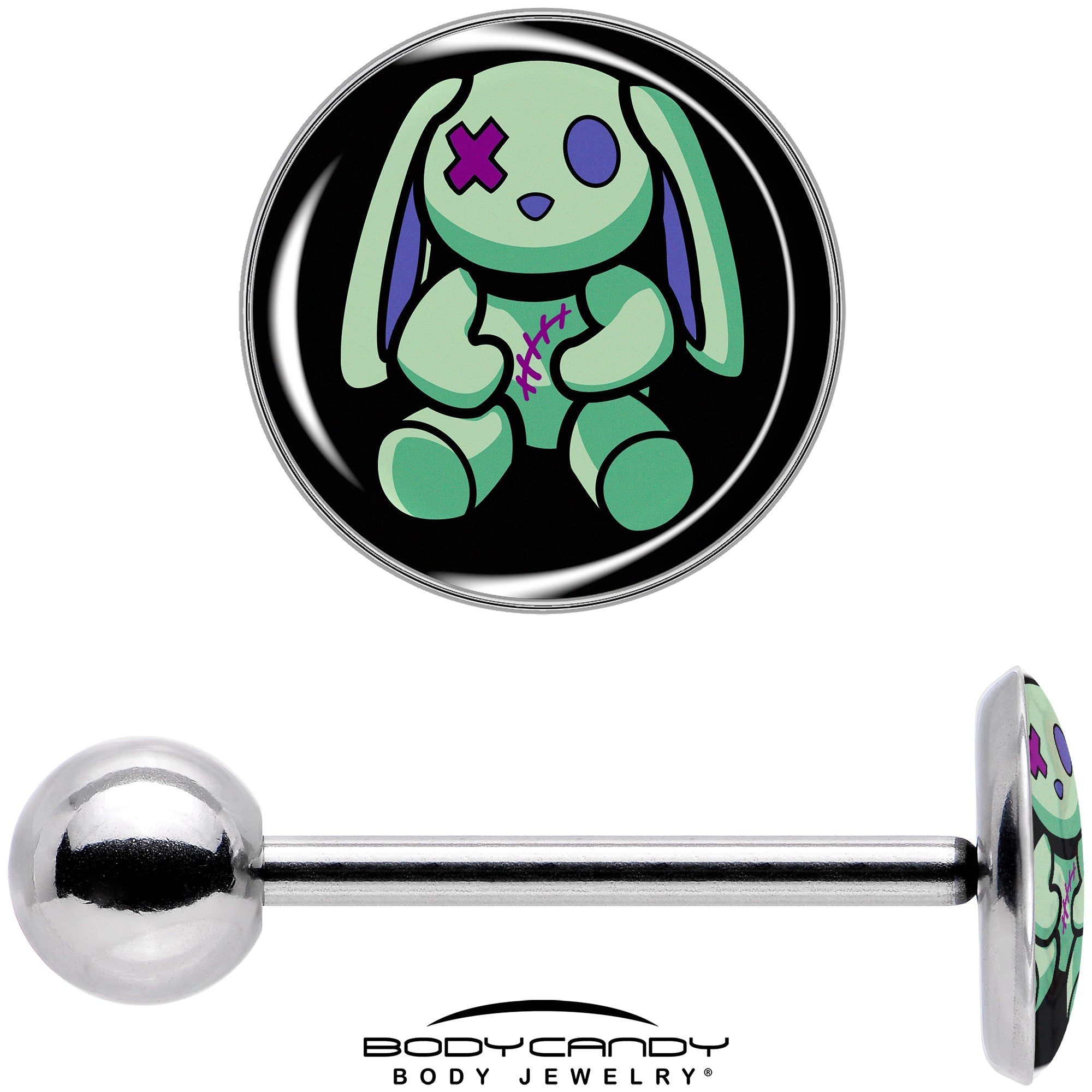 BodyCandy Zombie Bunny Barbell Tongue Ring by Onyx O — in-use photo