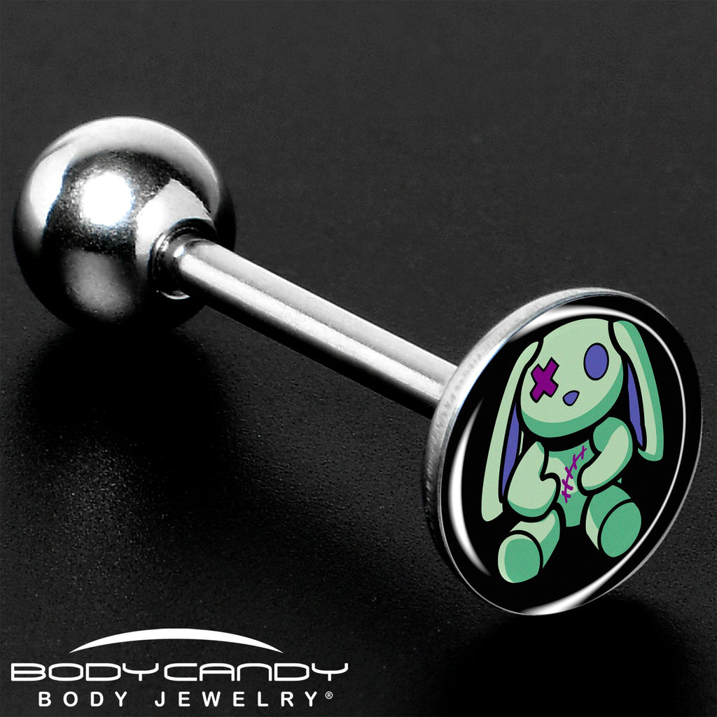 BodyCandy Zombie Bunny Barbell Tongue Ring by Onyx O — size reference