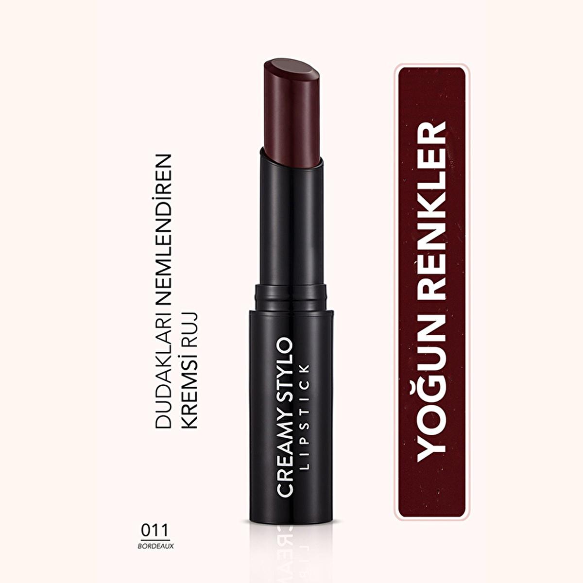 Flormar Creamy Stylo Lipstick - Moisturizing, Semi-Glossy Finish, Bordeaux Color