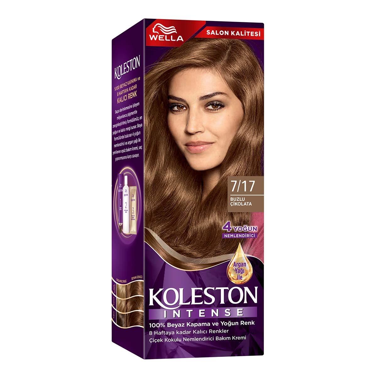 Wella Koleston Intense Icy Chocolate 7/17 Permanent Hair Dye: 100% Gray Coverage, Long Lasting Color, Argan Oil Infused for Intense Shine & Health