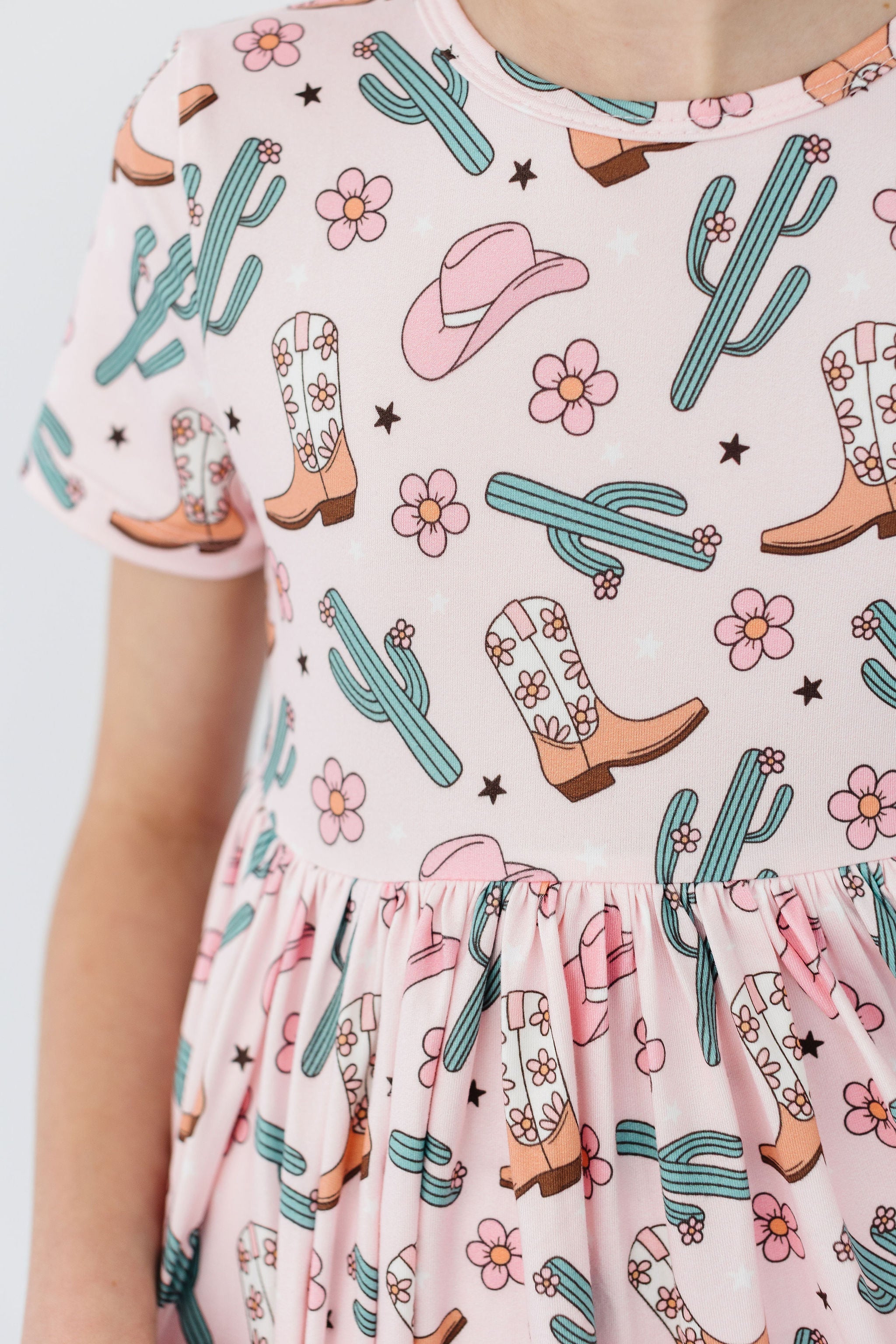 Mila & Rose ® Cactus Cowgirl S/S Pocket Twirl Dress — detail close-up