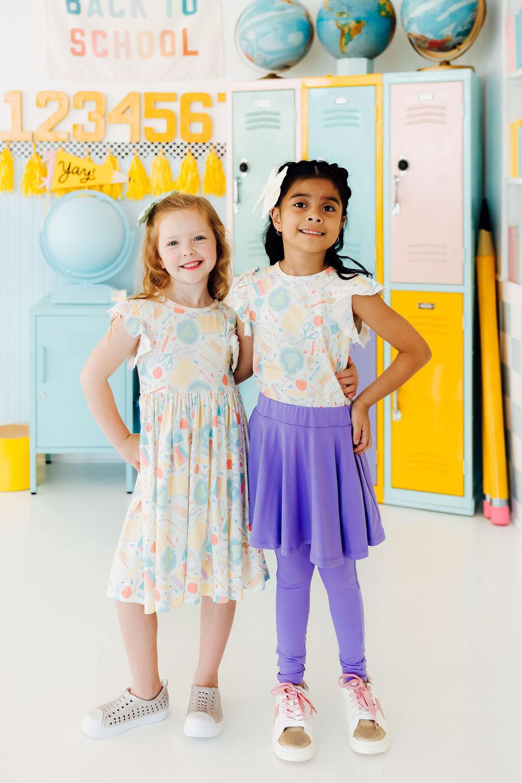 Mila & Rose ® Campus Cutie Flutter Sleeve Twirl Dress — detail close-up