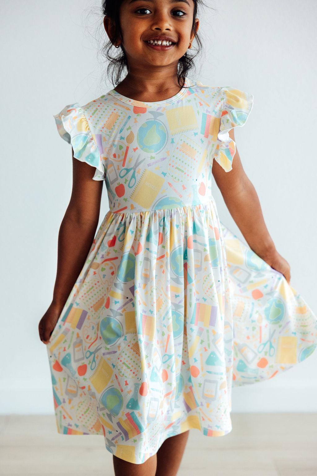 Mila & Rose ® Campus Cutie Flutter Sleeve Twirl Dress — side view