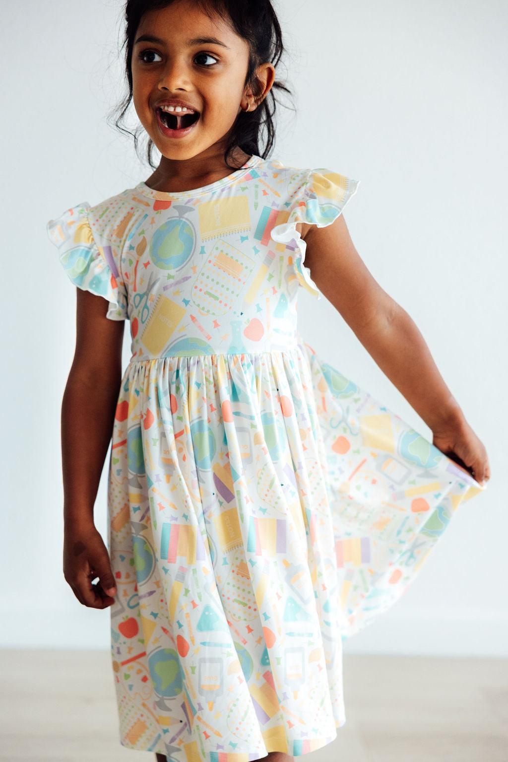 Mila & Rose ® Campus Cutie Flutter Sleeve Twirl Dress — alternative angle