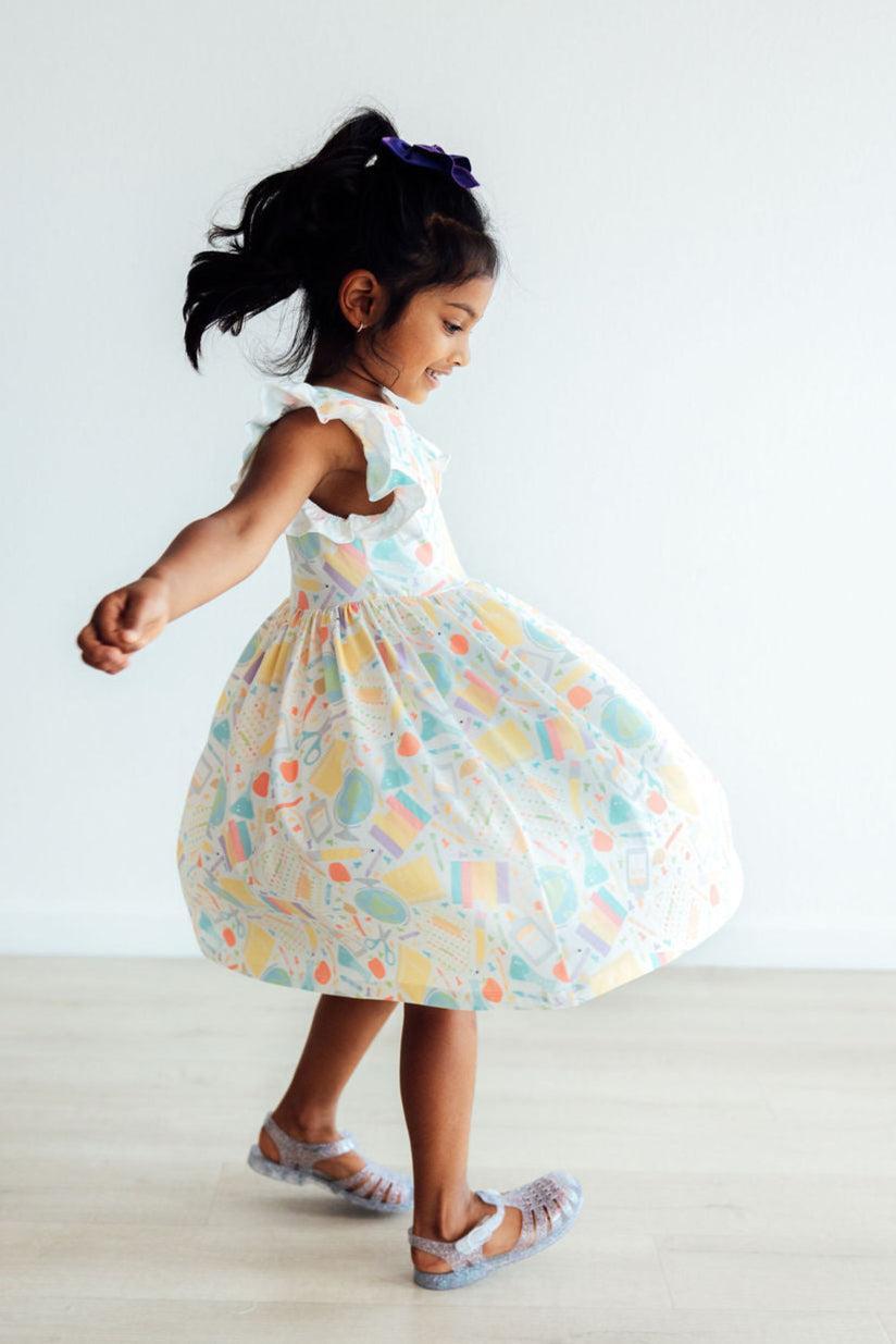 Mila & Rose ® Campus Cutie Flutter Sleeve Twirl Dress — in-use photo