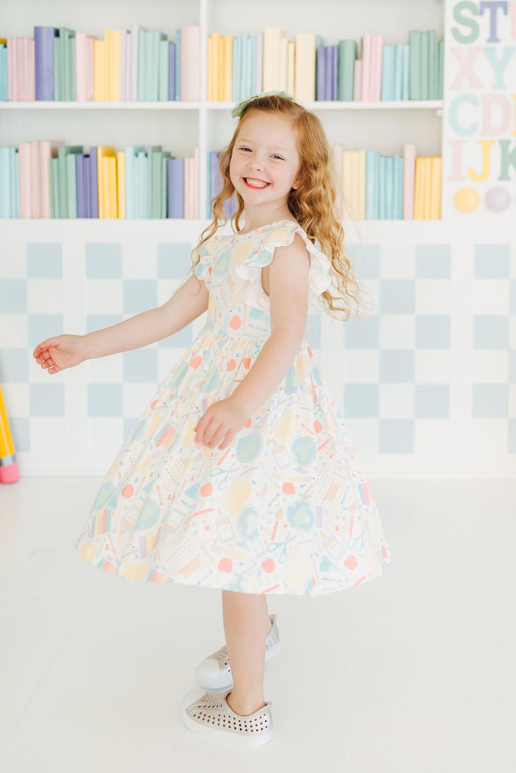 Mila & Rose ® Campus Cutie Flutter Sleeve Twirl Dress — size reference