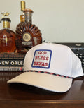 American Duke Apparel Company God Bless Texas White Rope Cap — main product shot