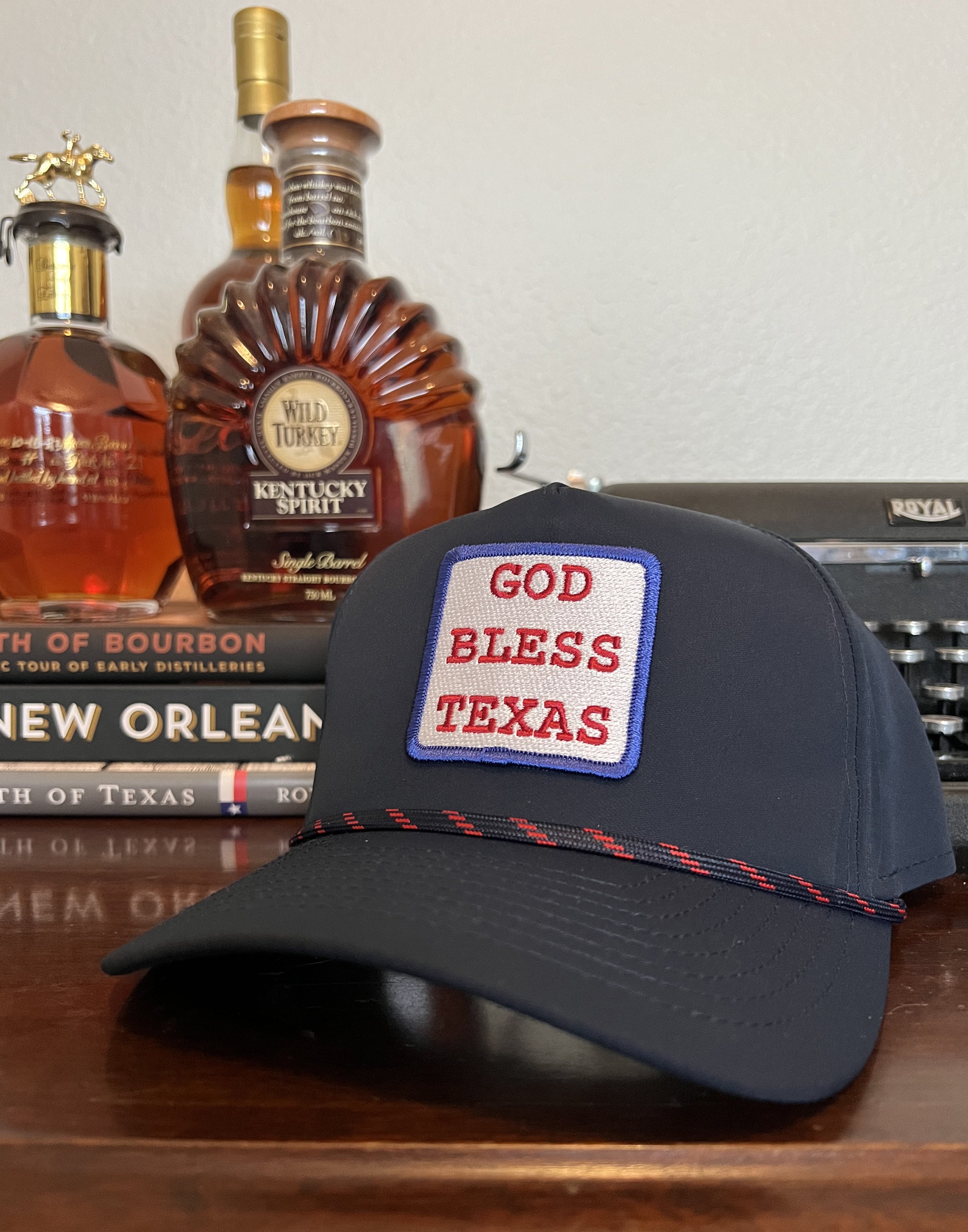 American Duke Apparel Company God Bless Texas Navy Rope Cap — main product shot