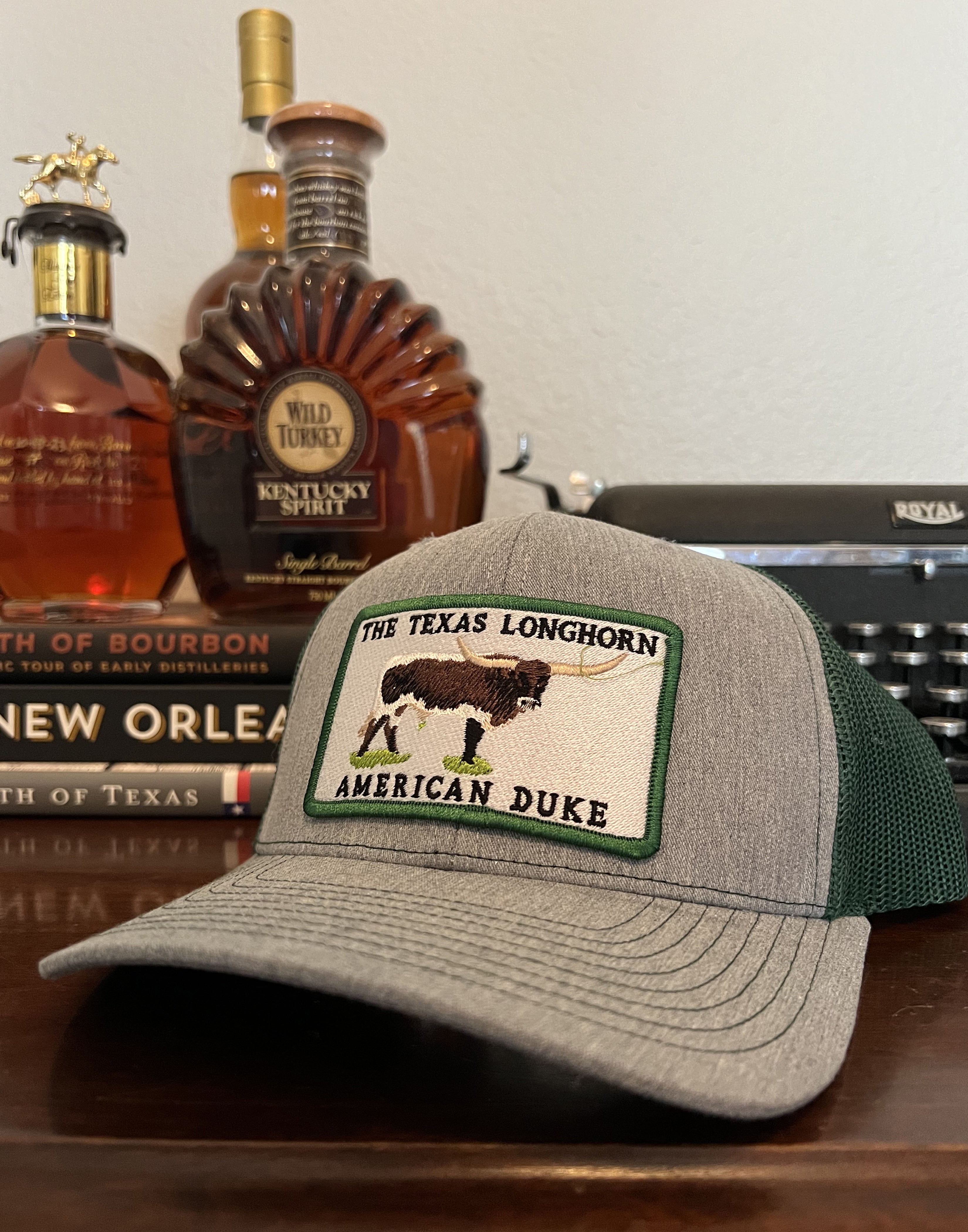 American Duke Apparel Company The Texas Longhorn Cap - Grey & Green — main product shot