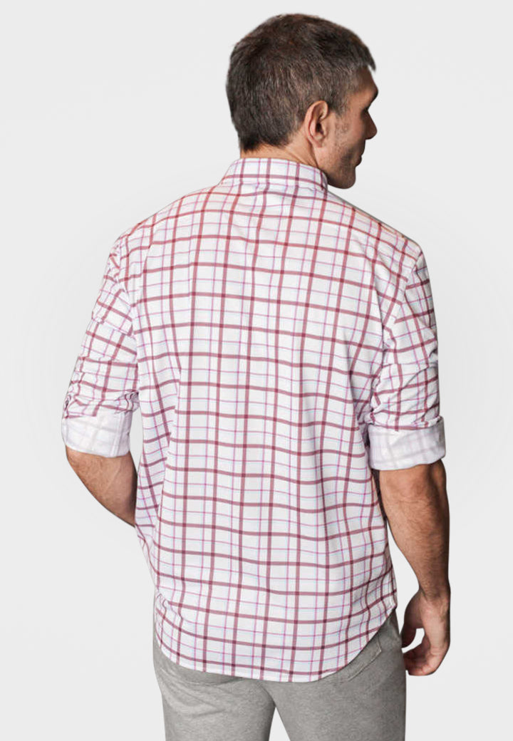 Buki Carnaby Plaid Long Sleeve Tech Shirt — side view