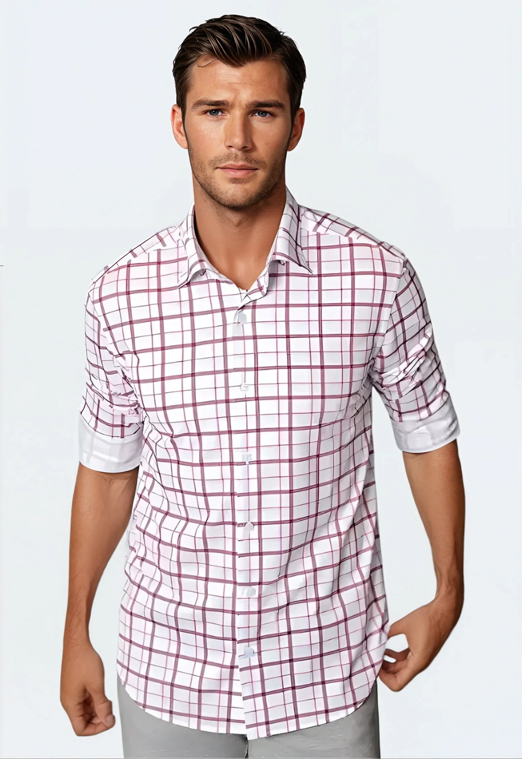 Buki Carnaby Plaid Long Sleeve Tech Shirt — back view