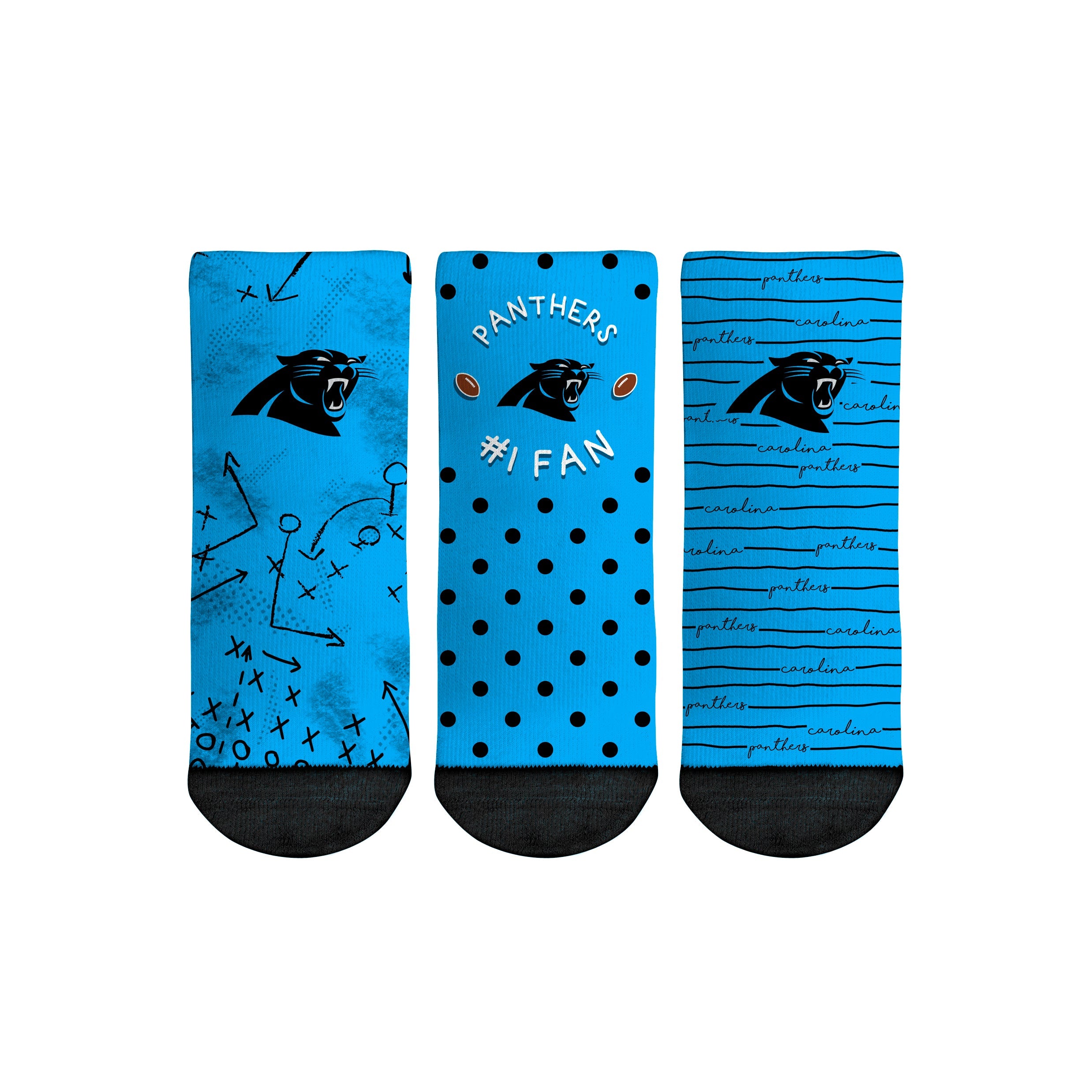 Rock 'Em Socks Rock 'Em Socks Carolina Panthers - Number 1 Fan 3-Pack (Toddler) — main product shot