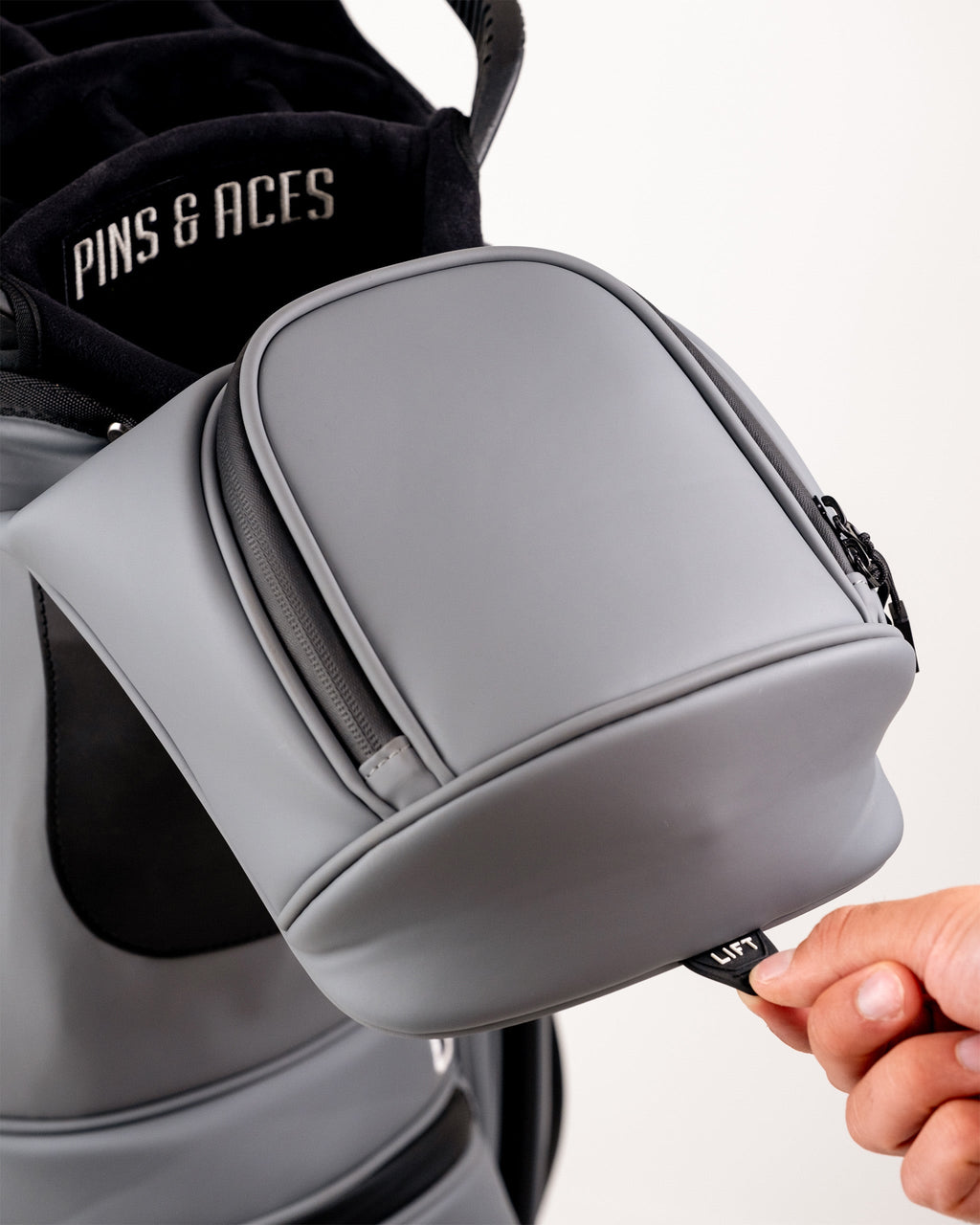 Pins and Aces Player Preferred™ Cart Bag - Flat Ash — product on model