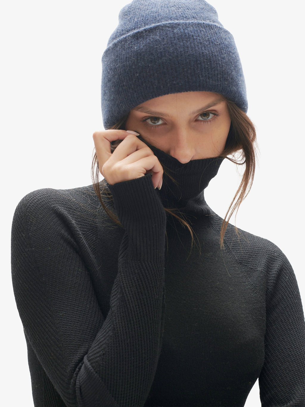 Cashmere Cuff Beanie - Carbon Blue — view 2