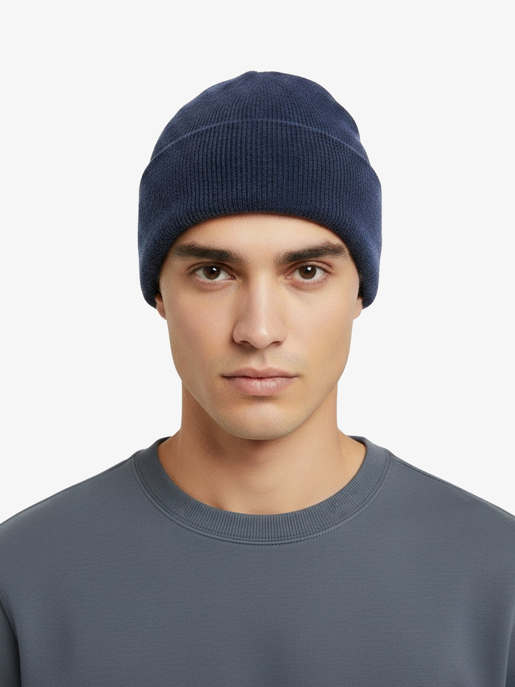 Cashmere Cuff Beanie - Carbon Blue — view 3