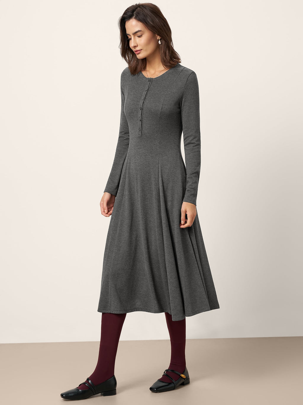 LINTICO LINTICO Cashmere Buttoned Panel Maxi Dress BREE — main product shot